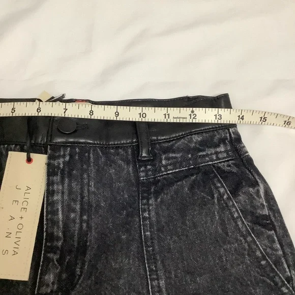 Alice + Olívia Jenny Vegan Leather Combo Jeans size 26 NWT (W629) - Picture 7 of 16